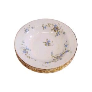 PopeGosser Fine China FLEURETTE Pattern 6"W 4 Saucers 1.5" Deep Blue Flowers